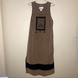 Long Brown Dress Women Jungle Giraffe Size 8 Petite